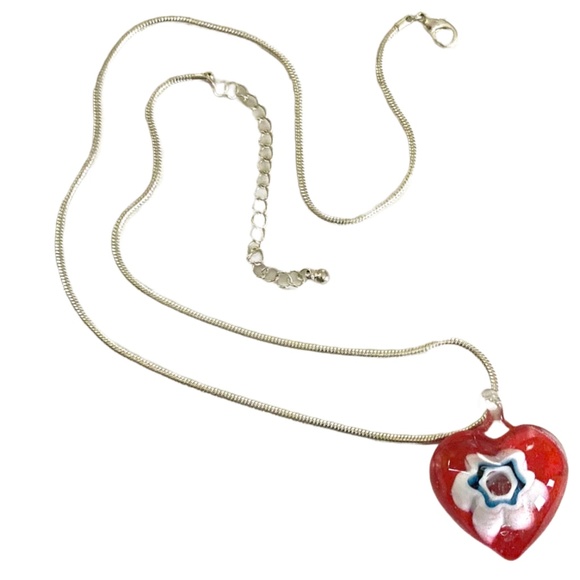 Unique Heart Shaped Glass Necklace - Picture 3 of 6